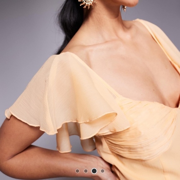 ASOS design orange peach ruffle mini dress - Picture 3 of 4